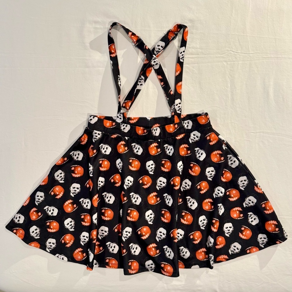 Hot Topic Halloween Michael Myers Skirt Womens XL Suspenders Pumpkins Slasher